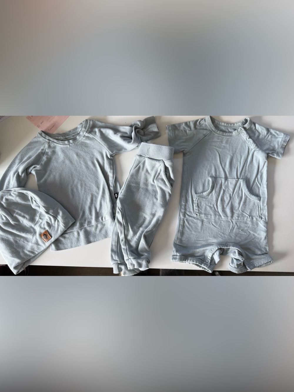 Kyte BABY Light Blue set, size 3-6 months. Romper, hat, jogging set